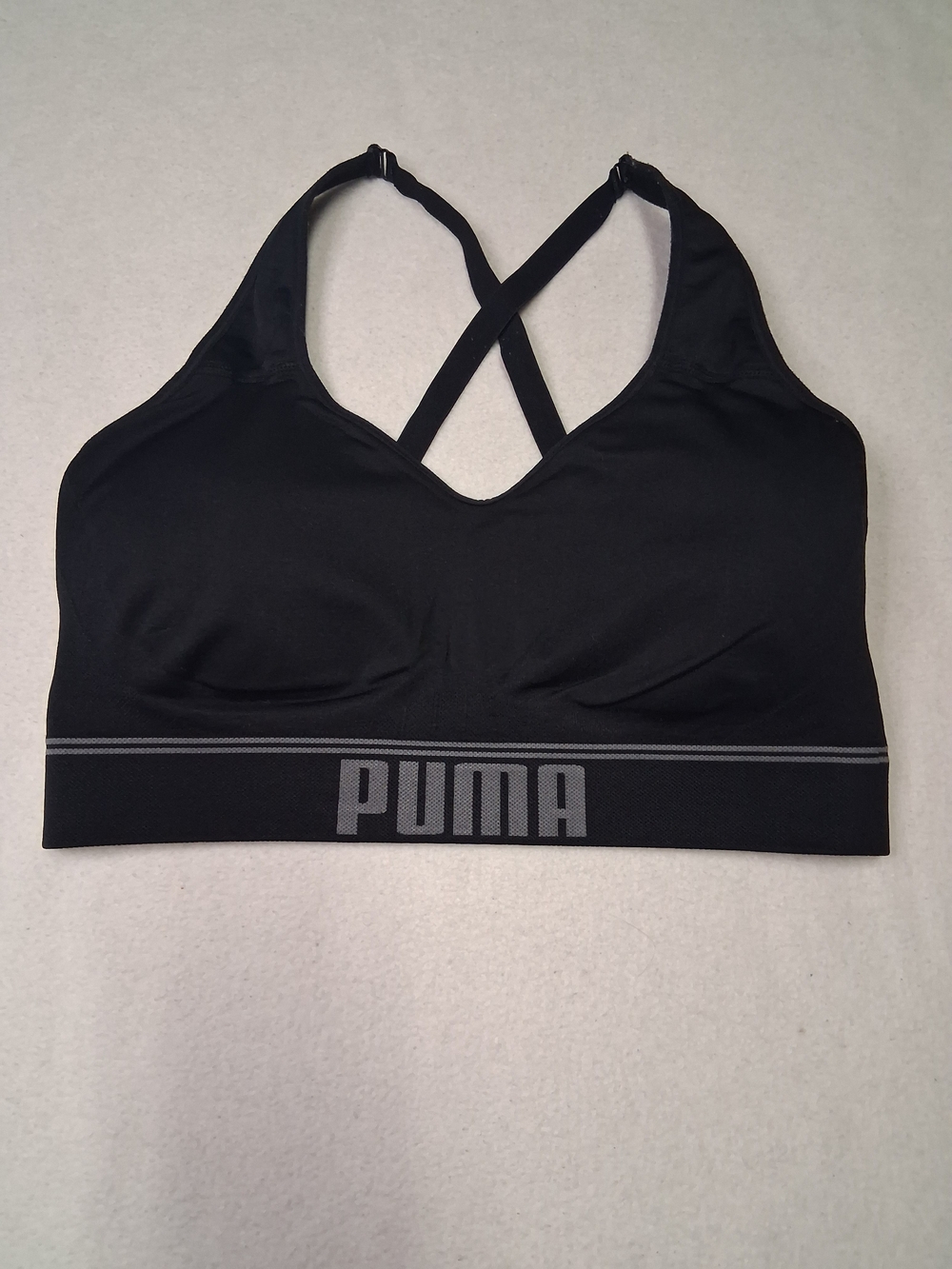 Puma Black Crisscross Sports Bra with Logo Band